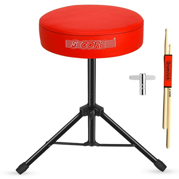 3” High-Density Sponge Drum Throne - Adjustable 17”-24” Musician Stool with Non-Slip Base, 330 lbs Capacity for Drummers & Guitarists