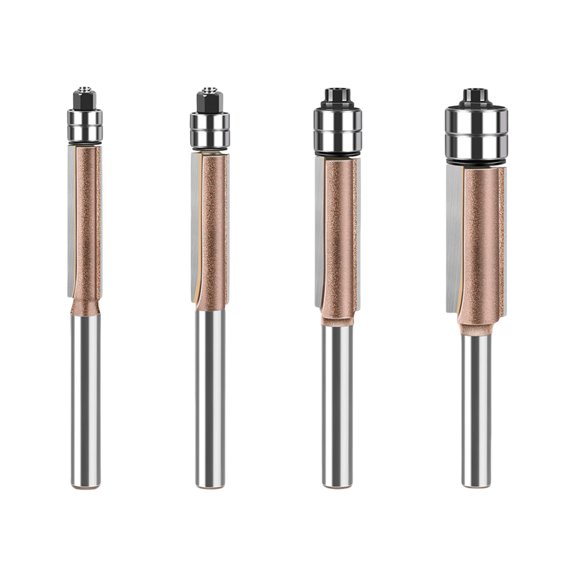 3. High-Efficiency 4pc Bushing-Guided Milling Set, Cementite-Enhanced Shaping for Furniture Edging & Architectural Molding Replication