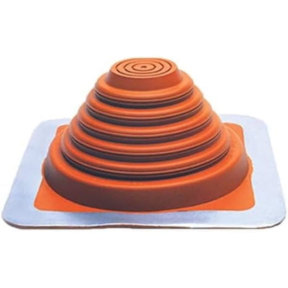 #3 High Temp Roof Flashing Boot, Fits Pipe Diameters 1/4" - 5-3/4" Wide, Includes Square Metal Roof Pipe Flashing, Red