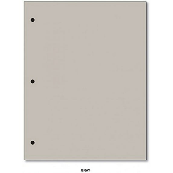 3 Hole 20lb Color Paper 8 1/2 X 11 - 100 Papers Per Pack (Gray)