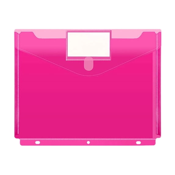 3-Hole A4 Document Pouch with Label, Durable Plastic Folder for Office, School, and Home Organization, Lightweight File Holder for Papers and Documents