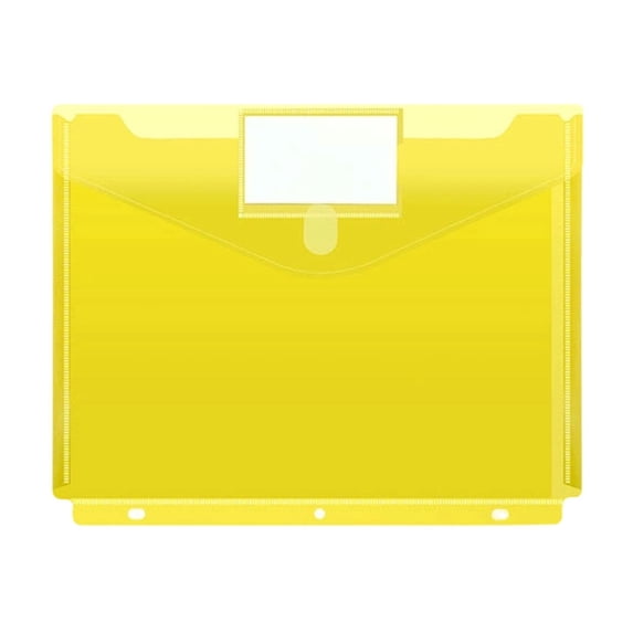3-Hole A4 Document Pouch with Label Window and Snap Closure, Waterproof Office Folder for School Work Files, Bindable Transparent Organizer for Desk Storage and Portability