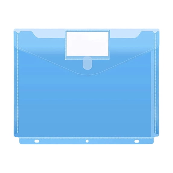 3-Hole A4 Document Pouch with Label Window and Snap Closure, Waterproof Office Folder for School Work Files, Bindable Transparent Organizer for Desk Storage and Portability