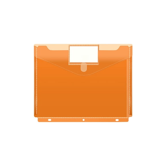 3-Hole A4 Sheet Protector Poly Pockets, Orange Document Sleeves for School Office Filing System, Heavy Duty Clear Plastic Folder with 3 Prong Fastener, Organizer for Teachers Students, 50 Pack