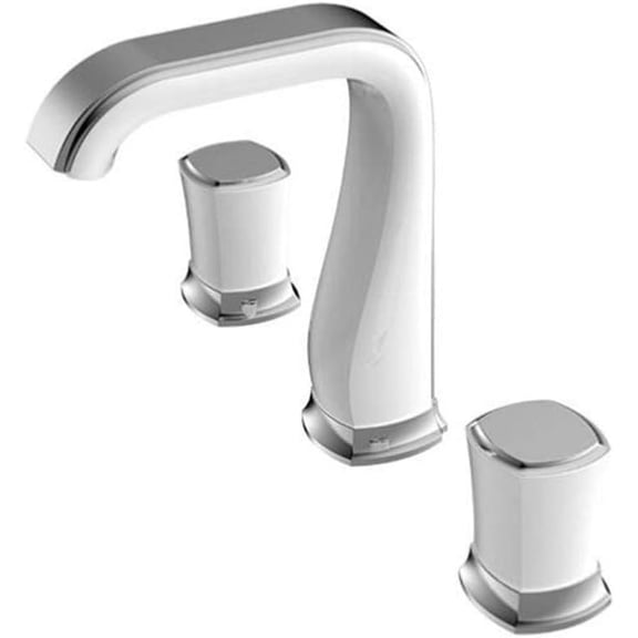 3 Hole Basin Mixer Tap Brass Hot and Cold Split Type White and Chrome Combination Bathroom Sink Faucet