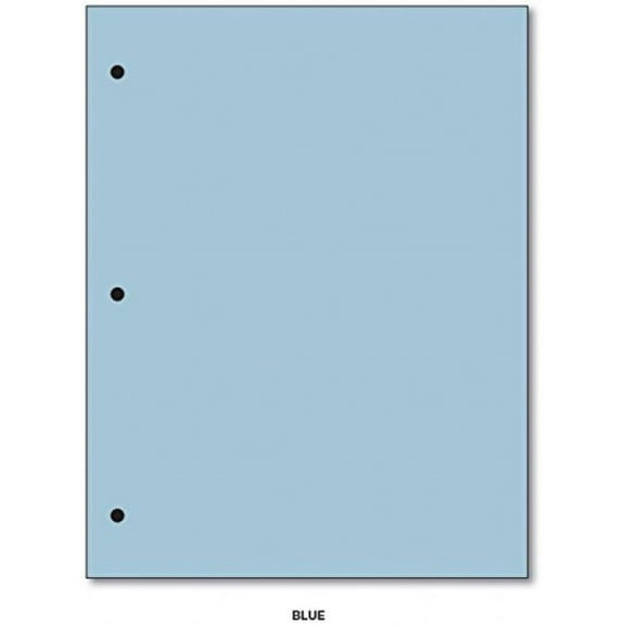 3 Hole Color Paper 8 1/2 X 11 - 100 Papers Per Pack (Blue)