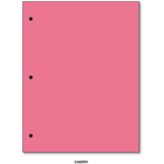 3 Hole Color Paper 8 1/2 X 11 - 100 Papers Per Pack (Cherry)
