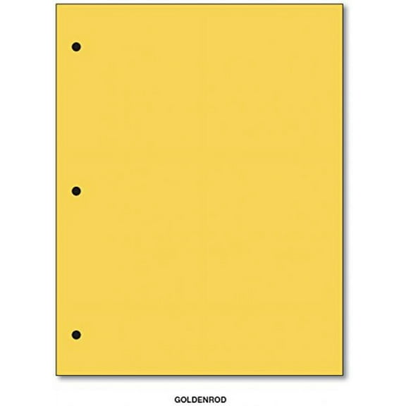 3 Hole Color Paper 8 1/2 X 11 - 100 Papers Per Pack (Goldenrod)