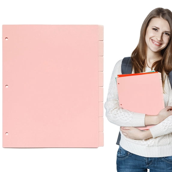 3-Hole Colorful Page Dividers | Oimcto Letter Size 8-Tab PP Dividers, Plastic Index Divider Sheets for 3-Ring Binder, File Paper Classification for School - Pink