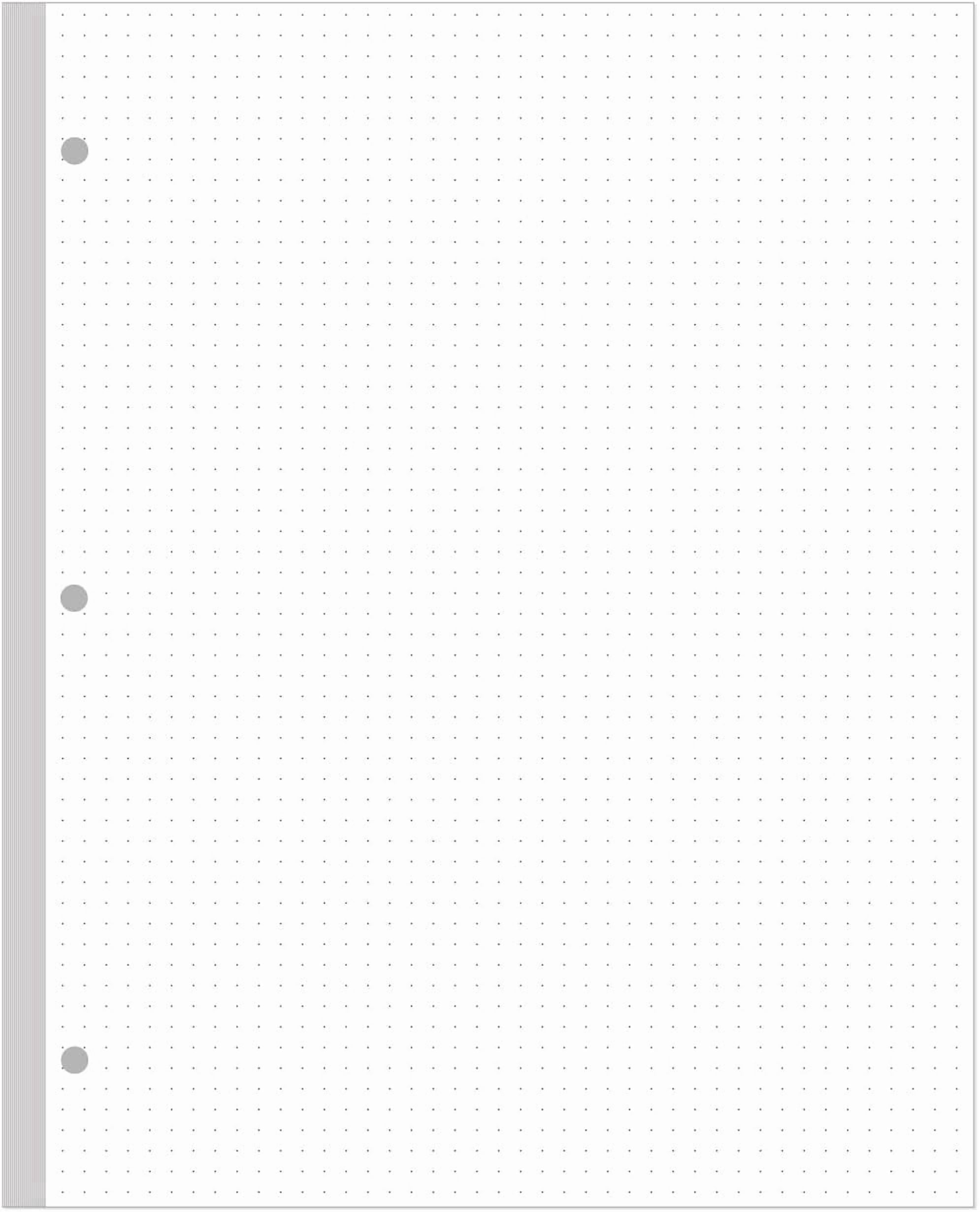 3-Hole Dotted Paper Refills, Letter Size 100Sheets / 200Pages Loose-Leaf Paper, 100gsm, White, 8.5'' x 11''
