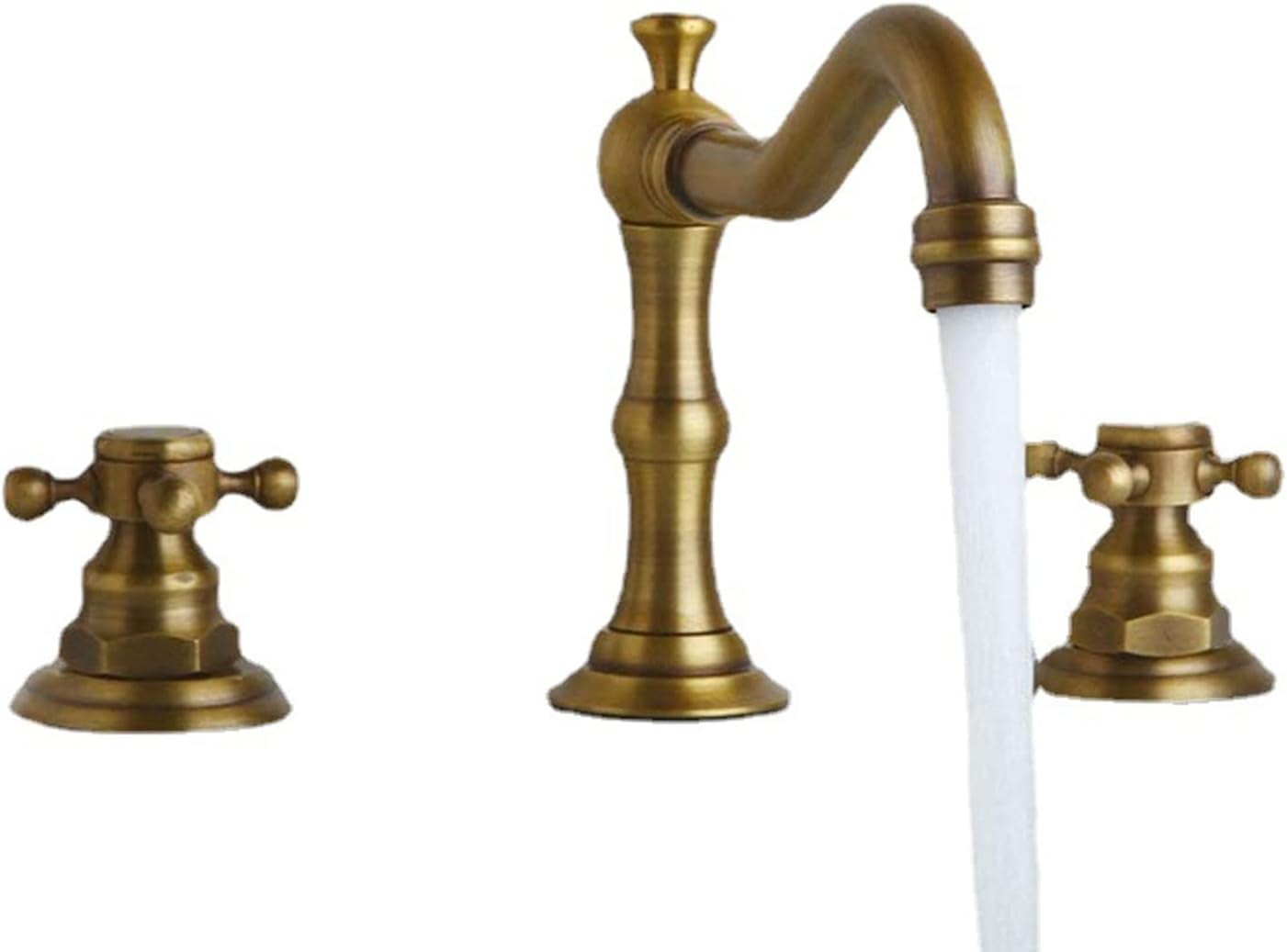 3 Hole Faucets for Bathroom Basin, Basin Mixer Faucet Brass Hot and ...