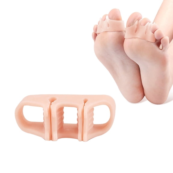 3-Hole Flip Flop Toe Separator, Nude - Gel Toe Corrector & Separators with 3 Loops, Bunion & Overlapping Toe Spacer, Foot Masks Easter Mother'S Day Rubber
