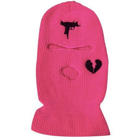 3-Hole Full Face Cover, Balaclava Knitted Face Cover, Punk Style Funny Ski Mask, Winter Warm Hat for Cycling Outdoor Sports Rose Red