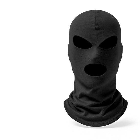 3 Hole Full Face Hood,Solid Color Soft Fabric Winter Windproof Full Face Balaclava,Motorcycle Riding Ski Thermal Head Cover Hood Black