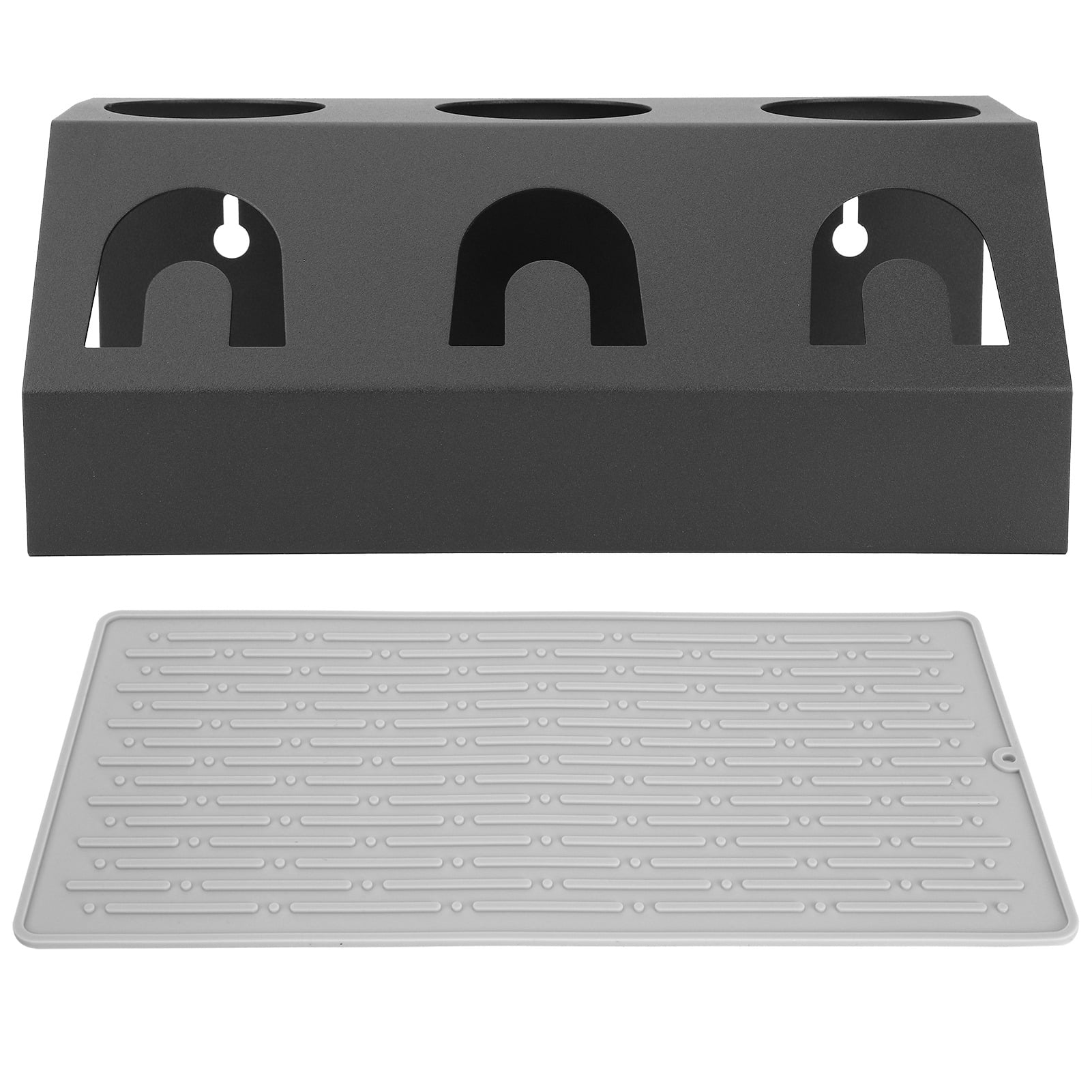 3Hole Kitchen Bottle Drying Rack for Sodastream, Cup Holder with Pad, Black Bienvenido