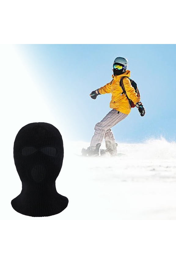 3 Hole Knitted Acrylic Thermal Face Cover Multi Wear Balaclava Breathable Ski Cycling Head Wrap