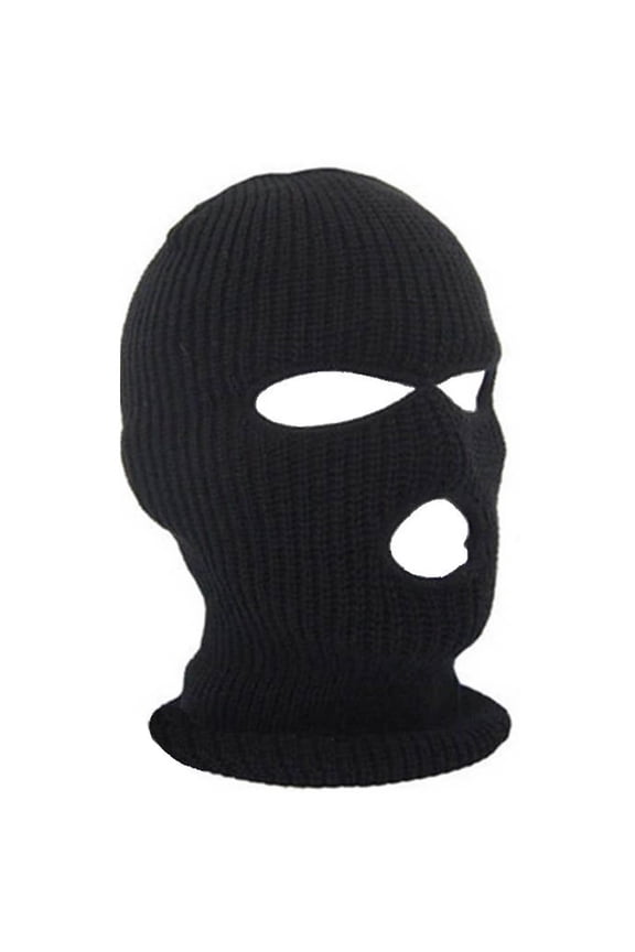 3 Hole MotorcycleMa--Balaclava Black Knit Hat Face Shield Beanie Cap Winter