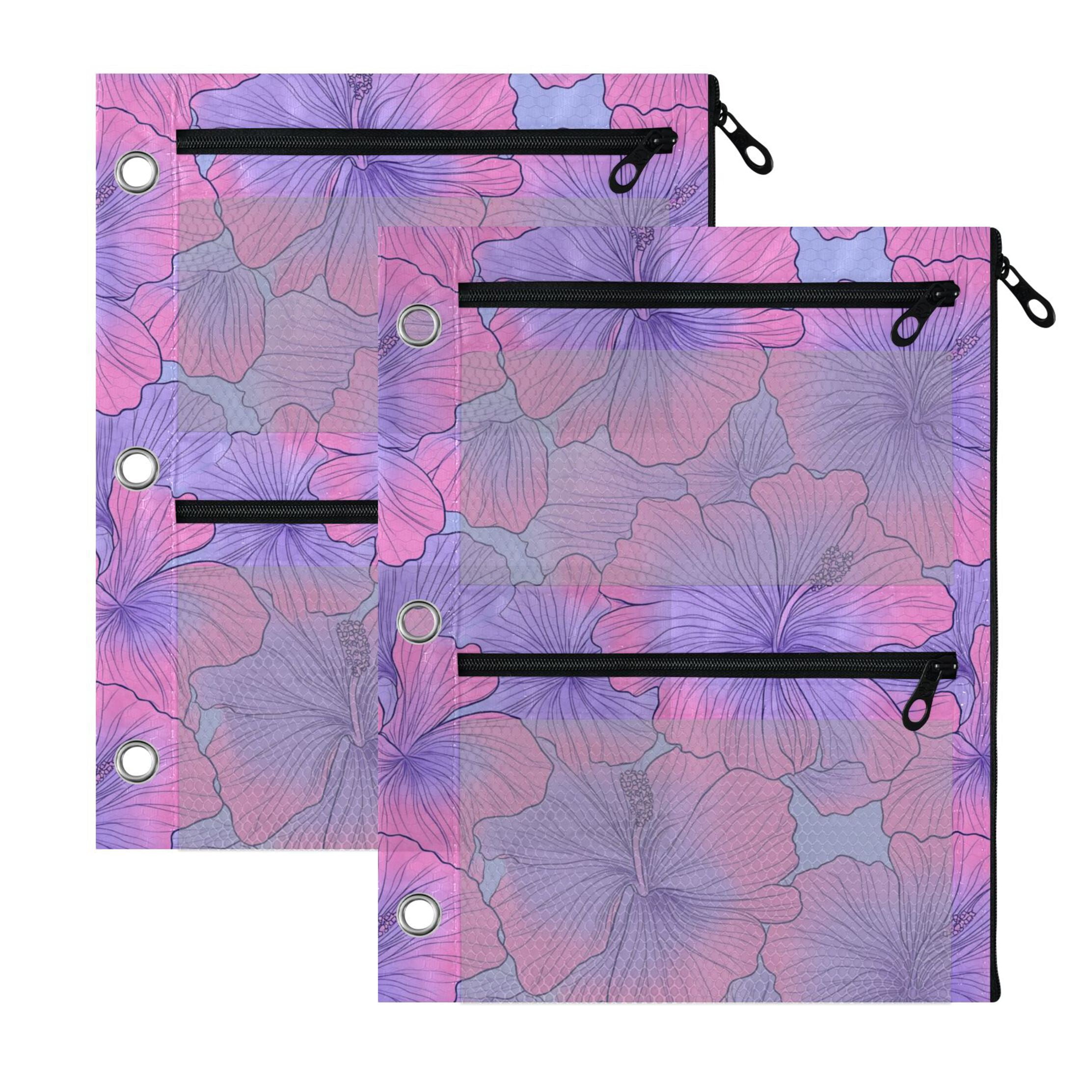 3-Hole Pencil Pouch for 3 Ring Binder Clear Zippered Pen Case with ...