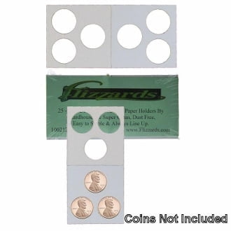 3 Hole Penny/Cent Guardhouse 2x2 Mylar Cardboard Coin Flips, 25 pk
