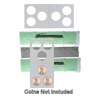 3 Hole Penny/Cent Guardhouse 2x2 Mylar Cardboard Coin Flips, 300 pk