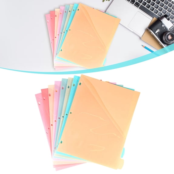 Slanted C 3 Hole Pocket Dividers for 3 Ring Binder, Plastic Index Separators with ...