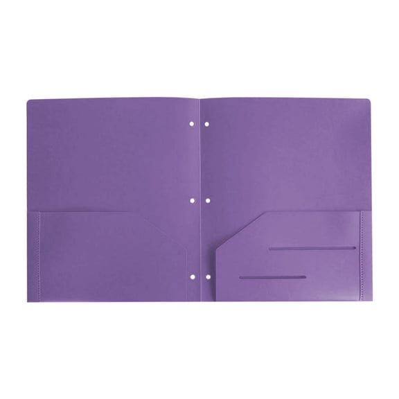 3 Hole Pocket Folders (1 Pack), Plastic Pocket Folders for 3 Ring Binder, 3-Hole Punched Folder with Pockets, 3 Hole Punched with 2 Pockets, Hold Letter Size Paper(Purple)