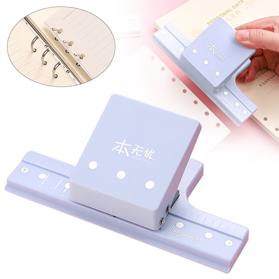 3 Hole Punch for Binder - Portable Scrapbook Paper Punch Shape Cutter, Craft Paper Punchs Tool, Hole Punchs for Office, Classroom, Scrapbook, Card, Journal, Blue