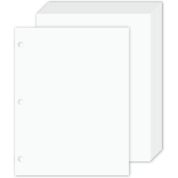 3 Hole Punched White Cardstock – Durable and Thick 80lb (216gsm) Card Stock | 8.5 x 11 Inches | 50 Sheets per Pack