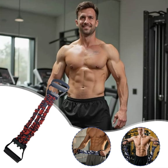 3-Hole Resistance Band Chest Expander, Adjustable Tension Rope for Upper Body Workout, Home Gym Strength Training Equipment