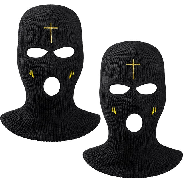 3-hole Ski Mask With Design 2 Pcs Balaclava Knitted Three Hole Mask 