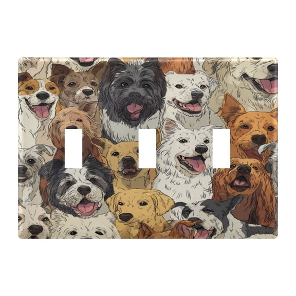 3-Hole Switch Plate Cover Faceplates Covers Smooth Rounded Corners A Large Group Of Dogs