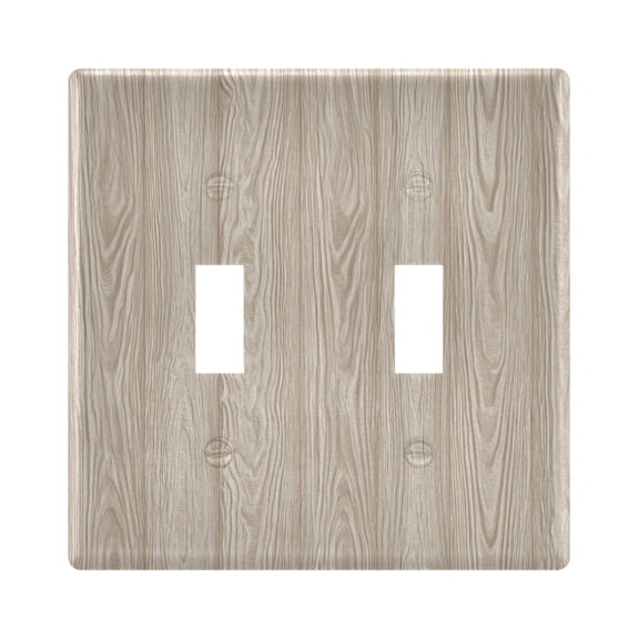 3-Hole Switch Plate Cover Faceplates Covers Smooth Rounded Corners Beige Wood Grain Pattern