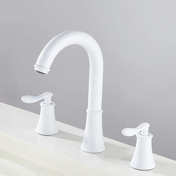 3 Hole Taps for Bathroom Basin Brass Double Handle Split Hot and Cold Water Sink Faucet-Black