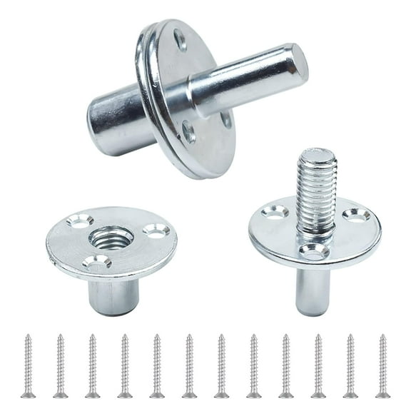 3-Hole Tee Nut, 2PCS Metal M12 Bed Post Connector Screw-in T-Nut Bedpost Connector for Bed Sofa