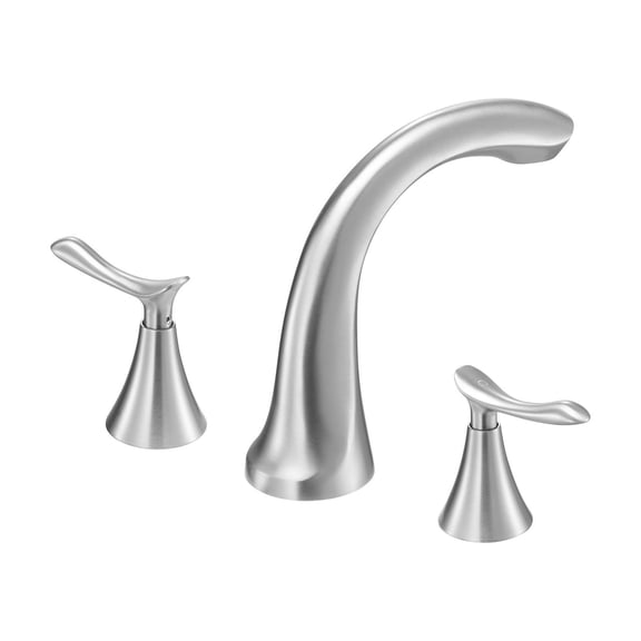 3-Hole Waterfall Bath Tub Faucet, Gooseneck Roman Tub Faucet Set with 2 Handles, Deck Mount Brushed Stainless Steel for Pet Washing and Adult Bathing
