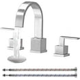 thumbnail image 1 of 3 Hole Widespread Brushed Nickel Bathroom Faucet,Modern Waterfall 8 inch 2 Handle Bathroom Sink Faucet Vanity Bathroom Faucet for Sink 3 Hole with Pop Up Drain and Water Supply Lines, 1 of 8
