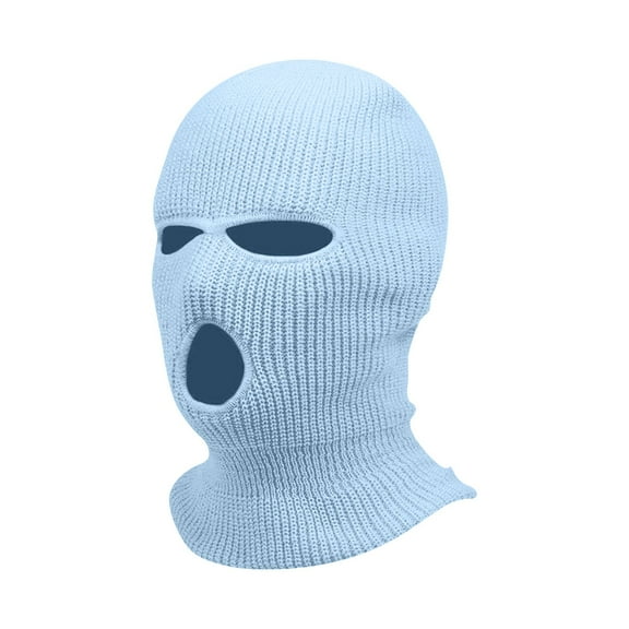 3 Hole Winter Knitted Mask, Outdoor Sports Full Face Cover Ski Mask Warm Knit Balaclava for Adult Dark Blue One Size