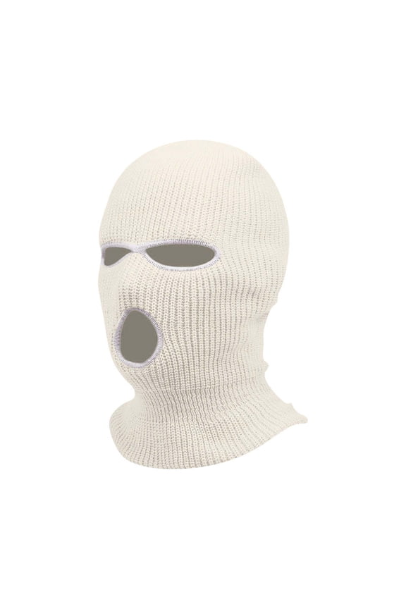 3 Hole Winter Knitted Mask, Outdoor Sports Full Face Cover Ski Mask Warm Knit Balaclava for Adult Khaki One Size