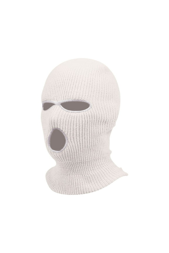 3 Hole Winter Knitted Mask, Outdoor Sports Full Face Cover Ski Mask Warm Knit Balaclava for Adult White One Size