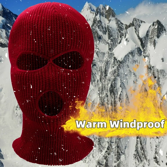3 Hole Winter Mask Ski Balaclava Knit Headwear Ski Cap Outdoor Sports Hiking Biking Fishing Full Face Mask Warm Men And Women