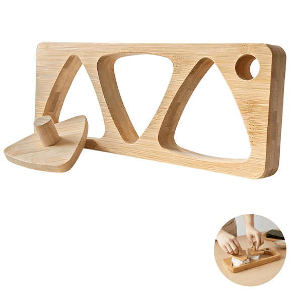 3‑Hole Wooden Onigiri Mold – Triangle Sushi Rice Ball Maker with Press Plate, Natural & Safe, Easy Clean for Bento Lunches, Party & Meal Prep, 3 Rice Balls at Once
