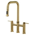 thumbnail image 1 of 3 Holes Double Handle Bridge Kitchen Faucet with Pull Down Sprayer and Supply Lines, 1 of 1