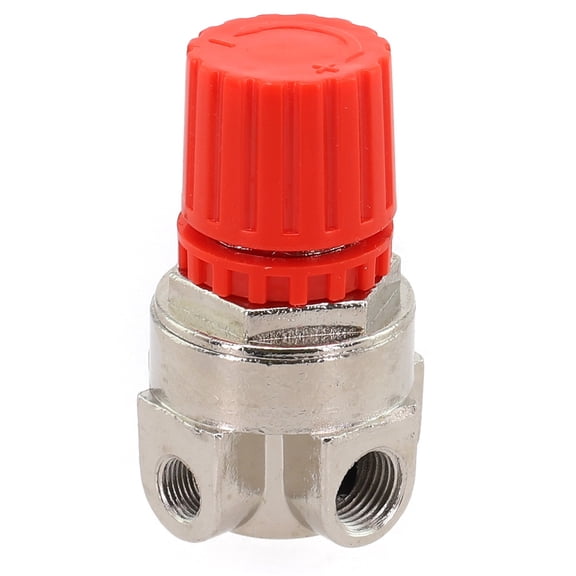 3 Holes Pressure Regulating Valve for Air Compressor,3 Holes Design,Steel Construction, for PISTON Compressor Compatible,Red and Silver