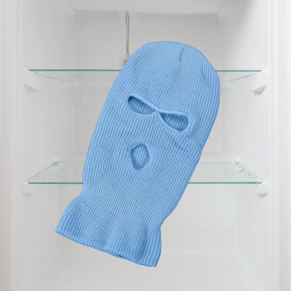 3 Holes Ski Mask Full Face Cover Outdoor Winter Knitted Neck Gaiter for Halloween Sports Cycling-(Light Blue)