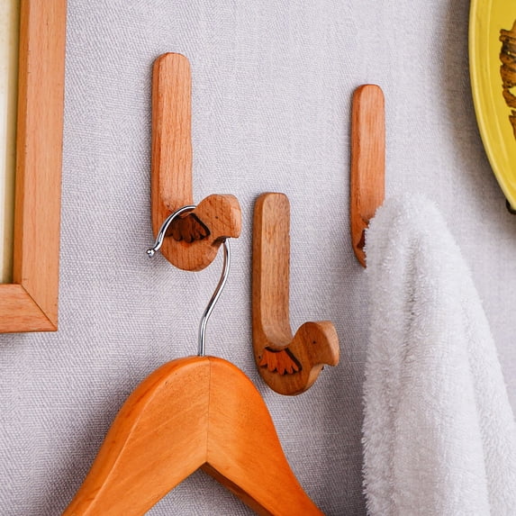 3 Hook 6 Strips Adhesive Birds Decorative Wood Adhesive Wall Hooks for Coats – No-Drill Towel Hangers Cute Kids Key Holder for Wall