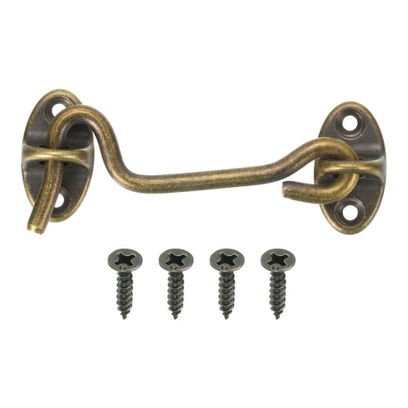 3" Hook and Eyes Catch Door Latch Locks, Brass Cabin Hooks Fastener, Bronze