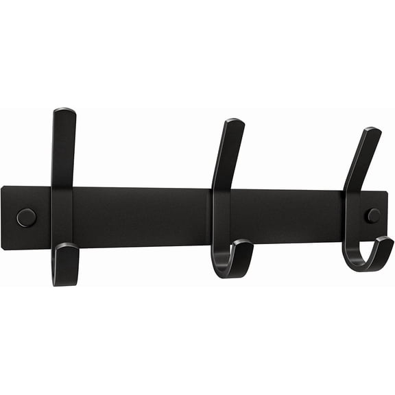 3 Hooks Coat Rack Wall Mount Towel Key Bag Robe Clothes Hanger Holder Black