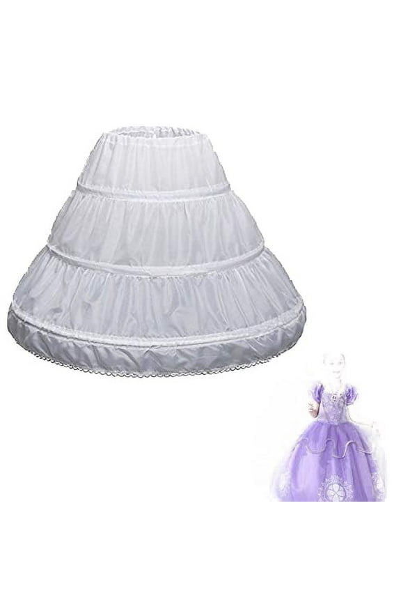 3 Hoops Petticoat Full Slip Ball Gowns Crinoline Skirt Toddler Underskirt Flower Fluffy