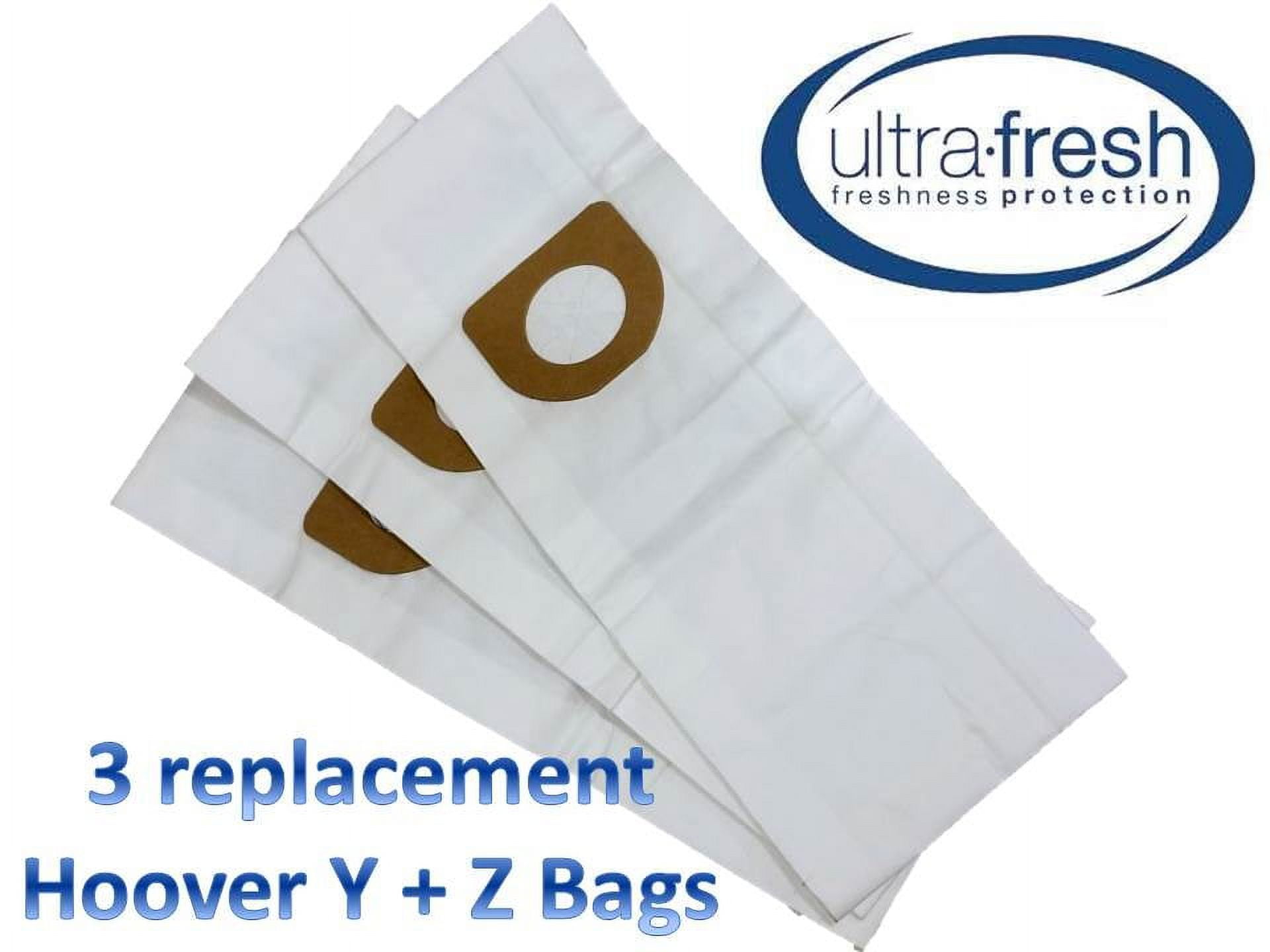 3 Hoover Y and ZMicro Filtration Bags, Treated with UltraFresh for