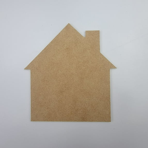 3" House, Unfinished MDF Art Shape by Wooden Craft Cutouts